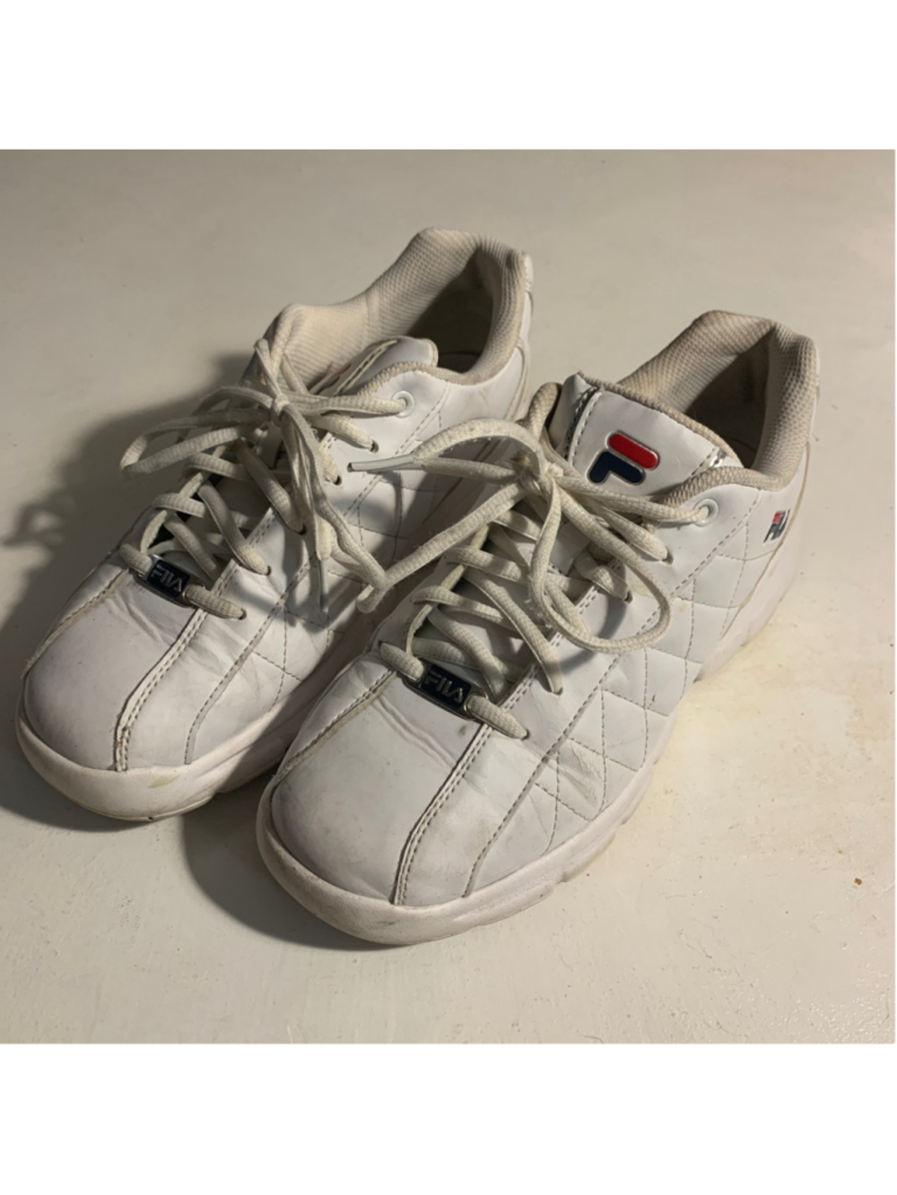 Women's Fila White Quilted Sneakers 9